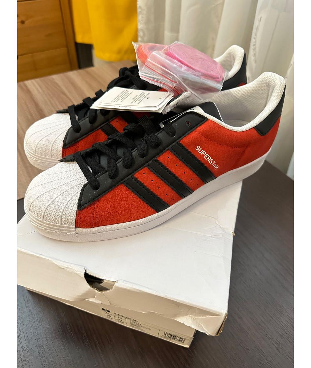 ADIDAS Красные замшевые низкие кроссовки / кеды, фото 2