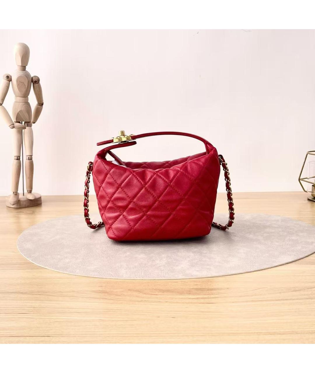 CHANEL Красная сумка через плечо из искусственной кожи, фото 6
