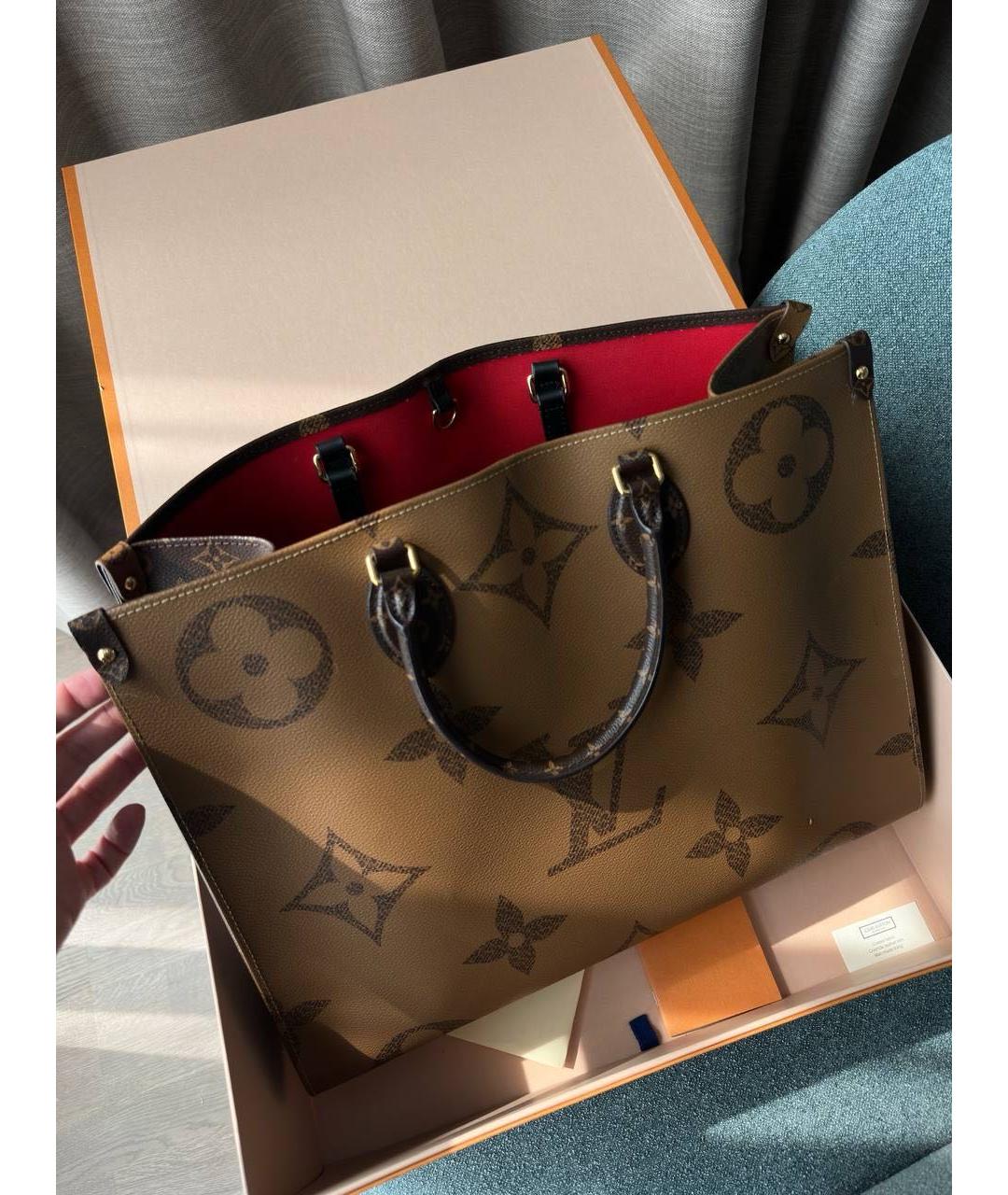 LOUIS VUITTON Коричневая кожаная сумка тоут, фото 2