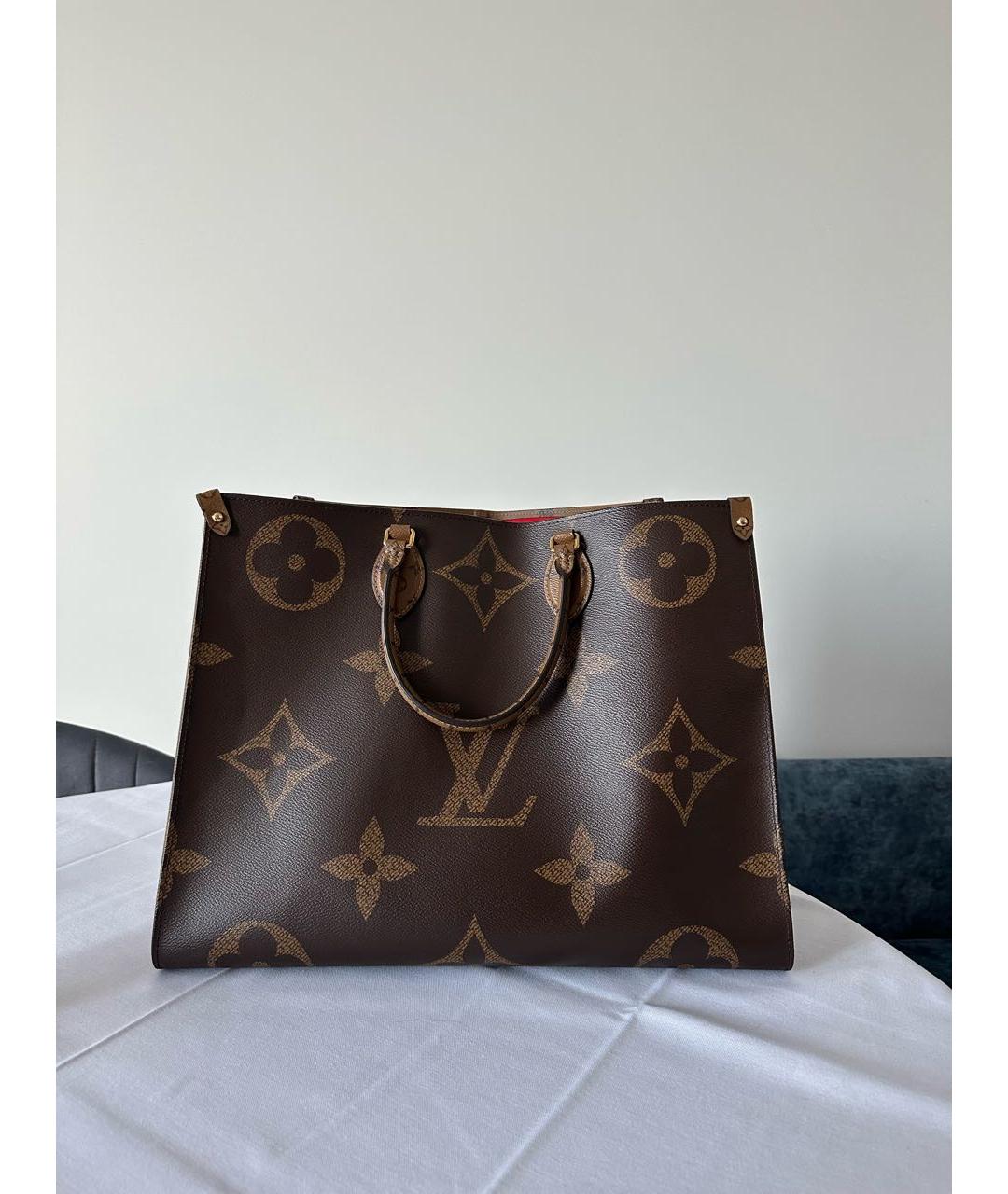 LOUIS VUITTON Коричневая кожаная сумка тоут, фото 3