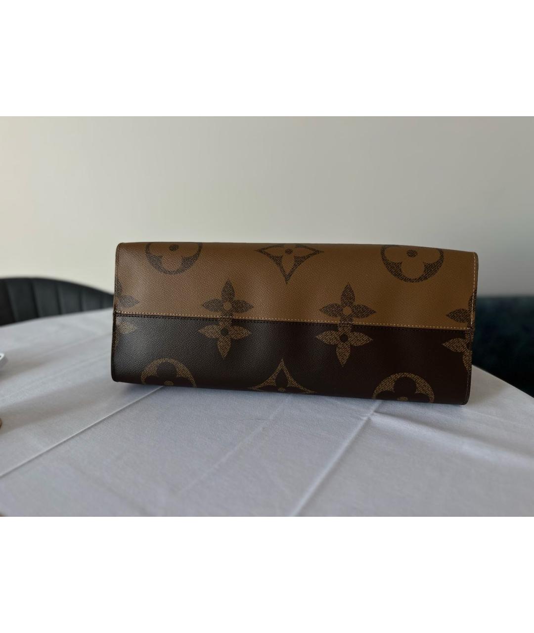 LOUIS VUITTON Коричневая кожаная сумка тоут, фото 6