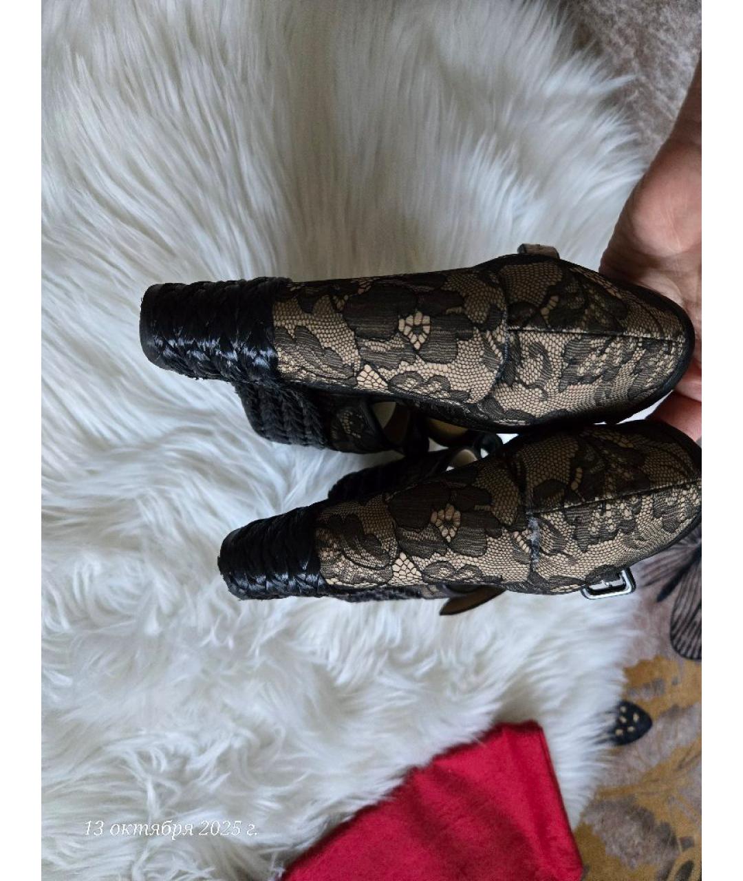 VALENTINO Черные текстильные босоножки, фото 3