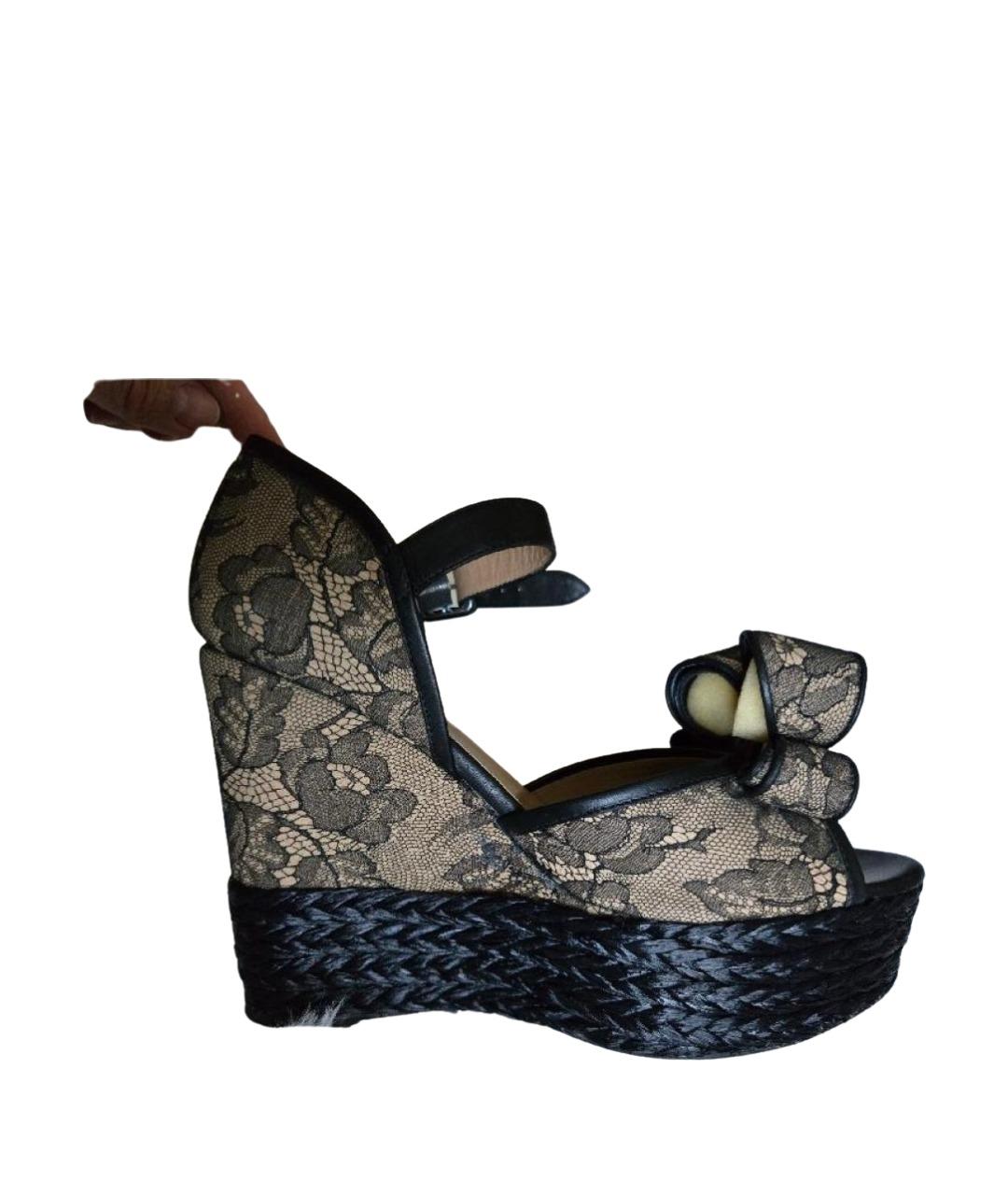 VALENTINO Черные текстильные босоножки, фото 9