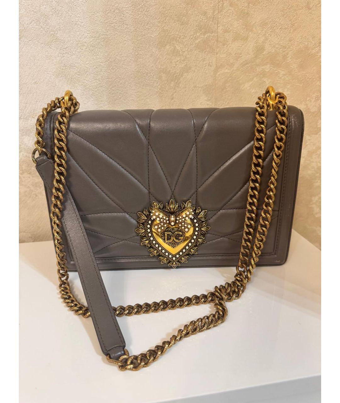 DOLCE&GABBANA Антрацитовая кожаная сумка через плечо, фото 4