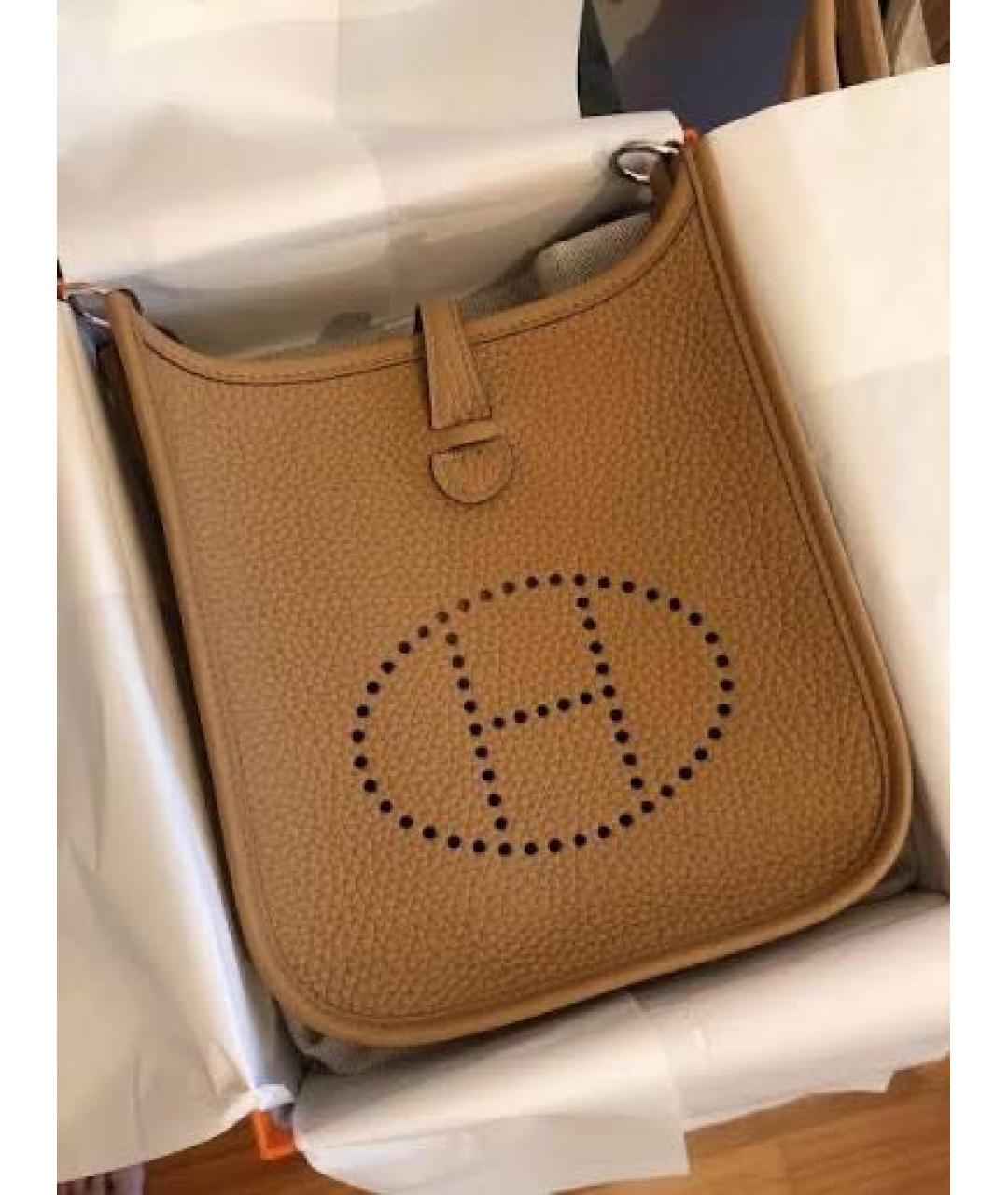 HERMES Горчичная кожаная сумка через плечо, фото 3