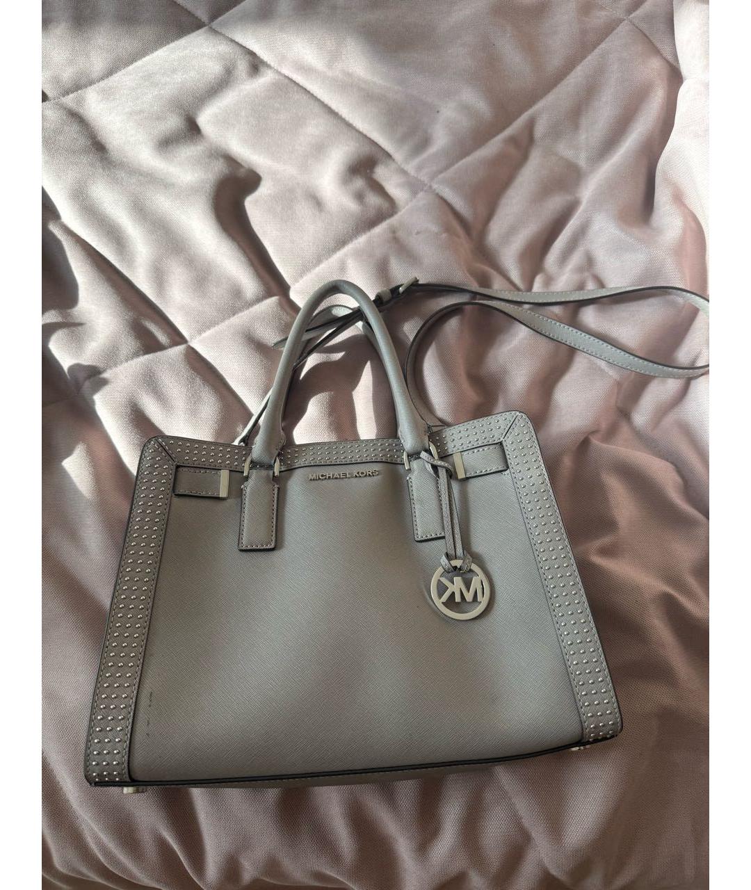 MICHAEL KORS Серая кожаная сумка тоут, фото 5