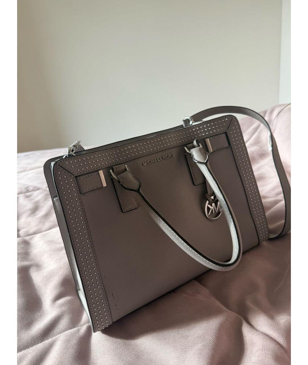 MICHAEL KORS Серая кожаная сумка тоут, фото 3