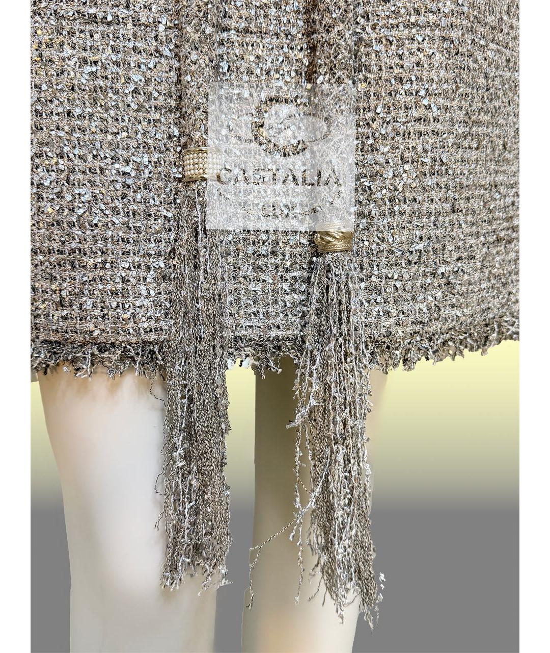 CHANEL Бежевое твидовое коктейльное платье, фото 8