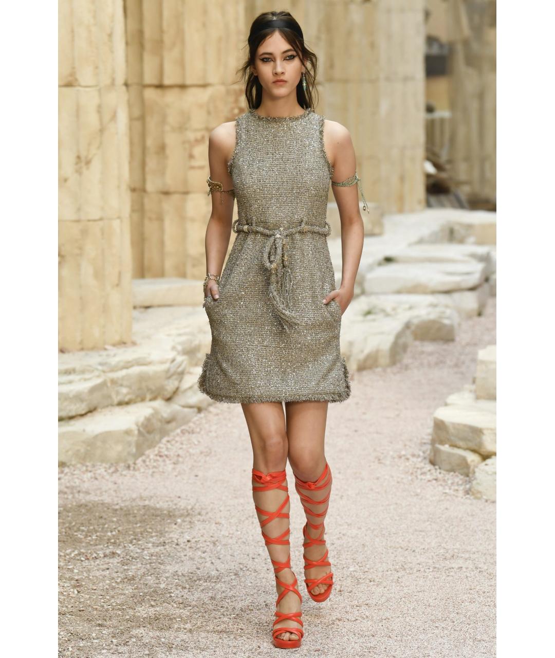 CHANEL Бежевое твидовое коктейльное платье, фото 2