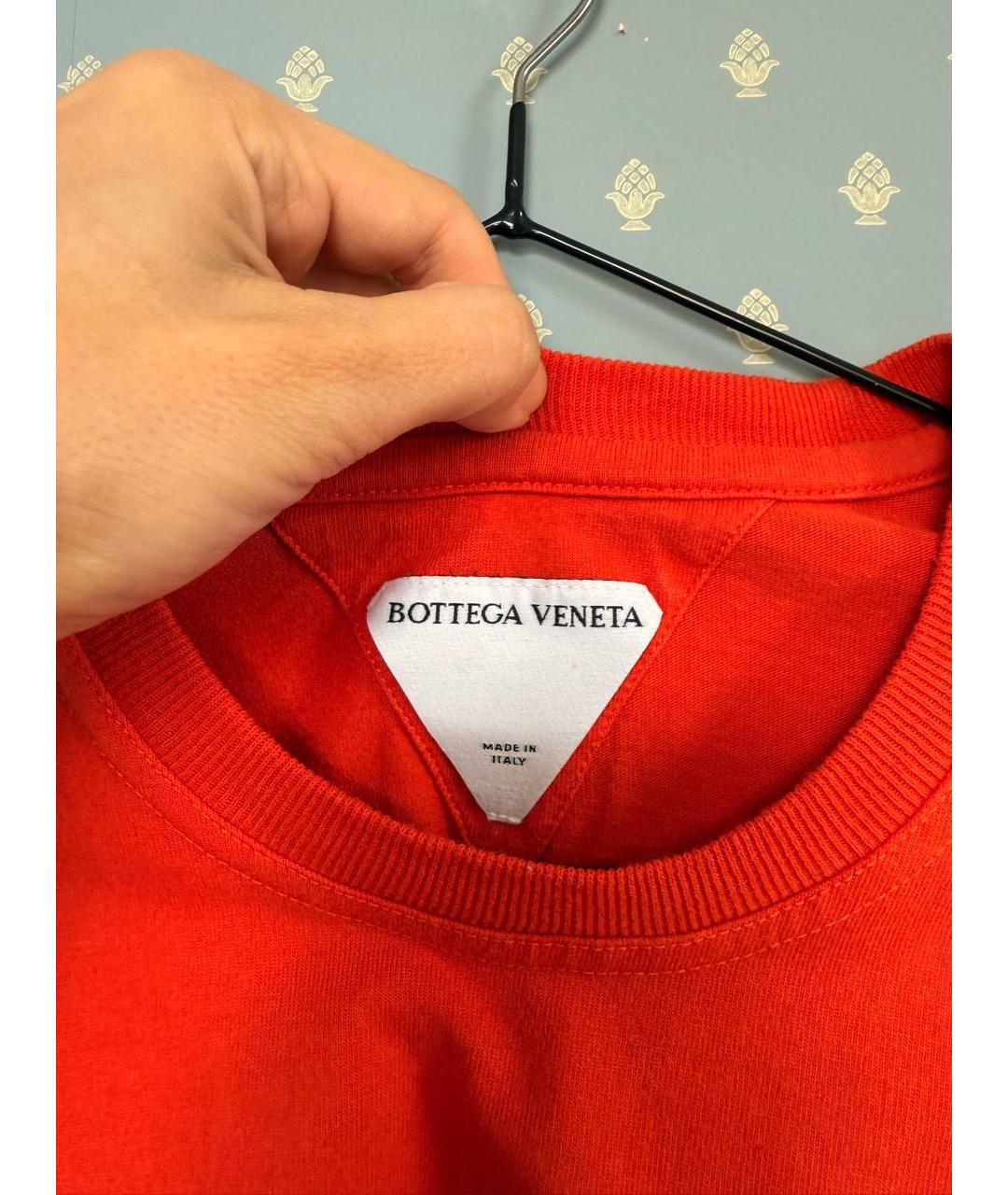 BOTTEGA VENETA Оранжевая хлопковая футболка, фото 3