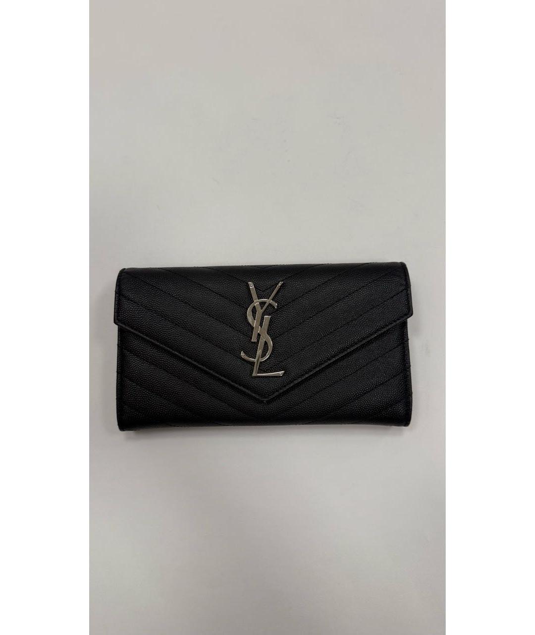 SAINT LAURENT Черный кожаный кошелек, фото 5
