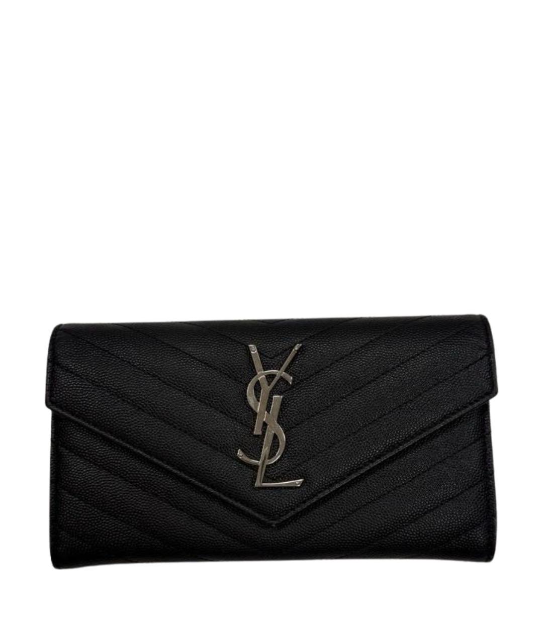 SAINT LAURENT Черный кожаный кошелек, фото 1