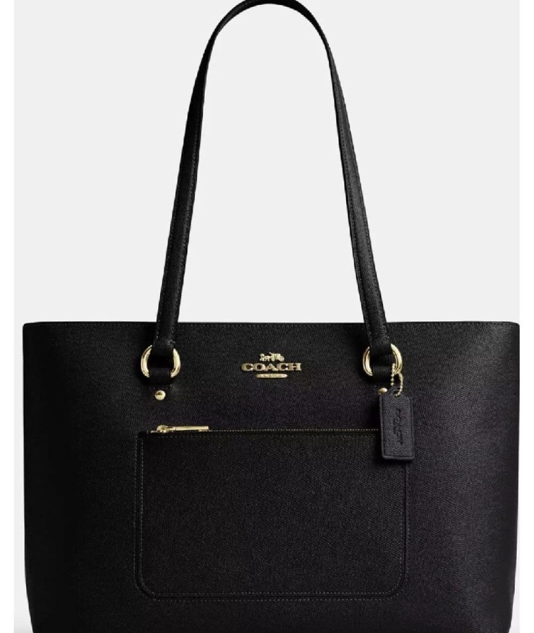 COACH Черная кожаная сумка тоут, фото 2