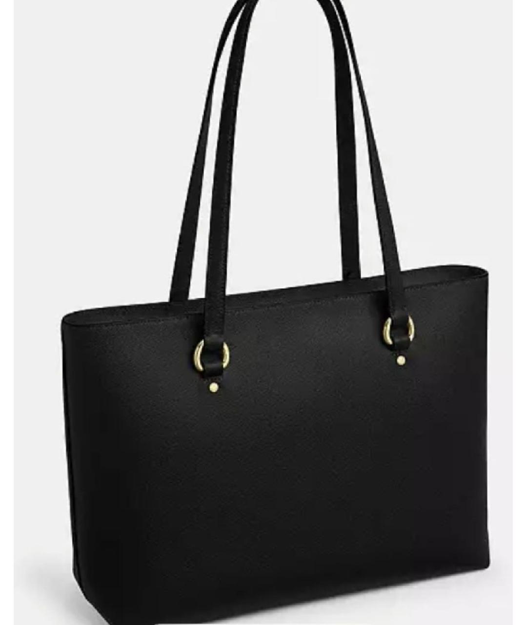 COACH Черная кожаная сумка тоут, фото 7