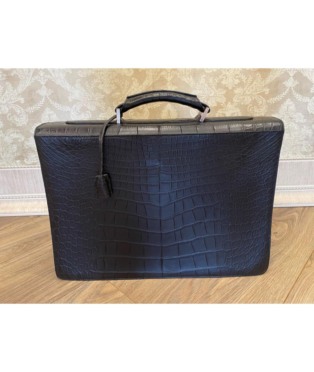 BRIONI Черный портфель из экзотической кожи, фото 3