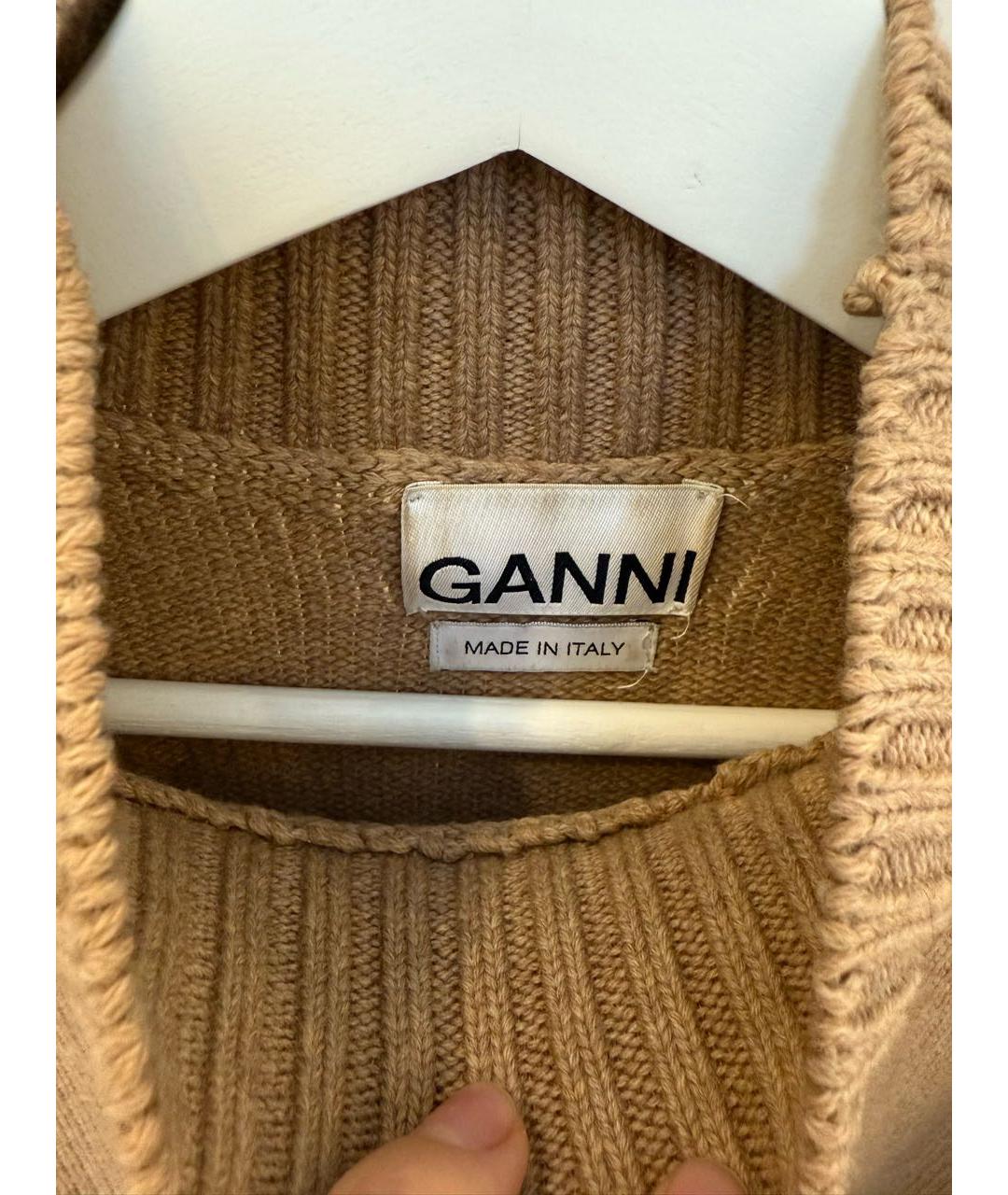 GANNI Бежевый шерстяной джемпер / свитер, фото 3