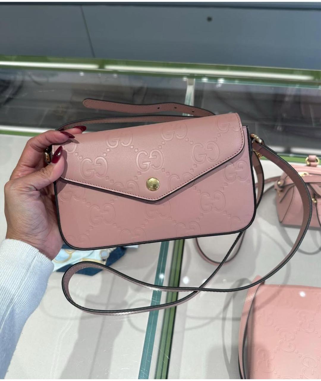 GUCCI Розовая кожаная сумка через плечо, фото 2