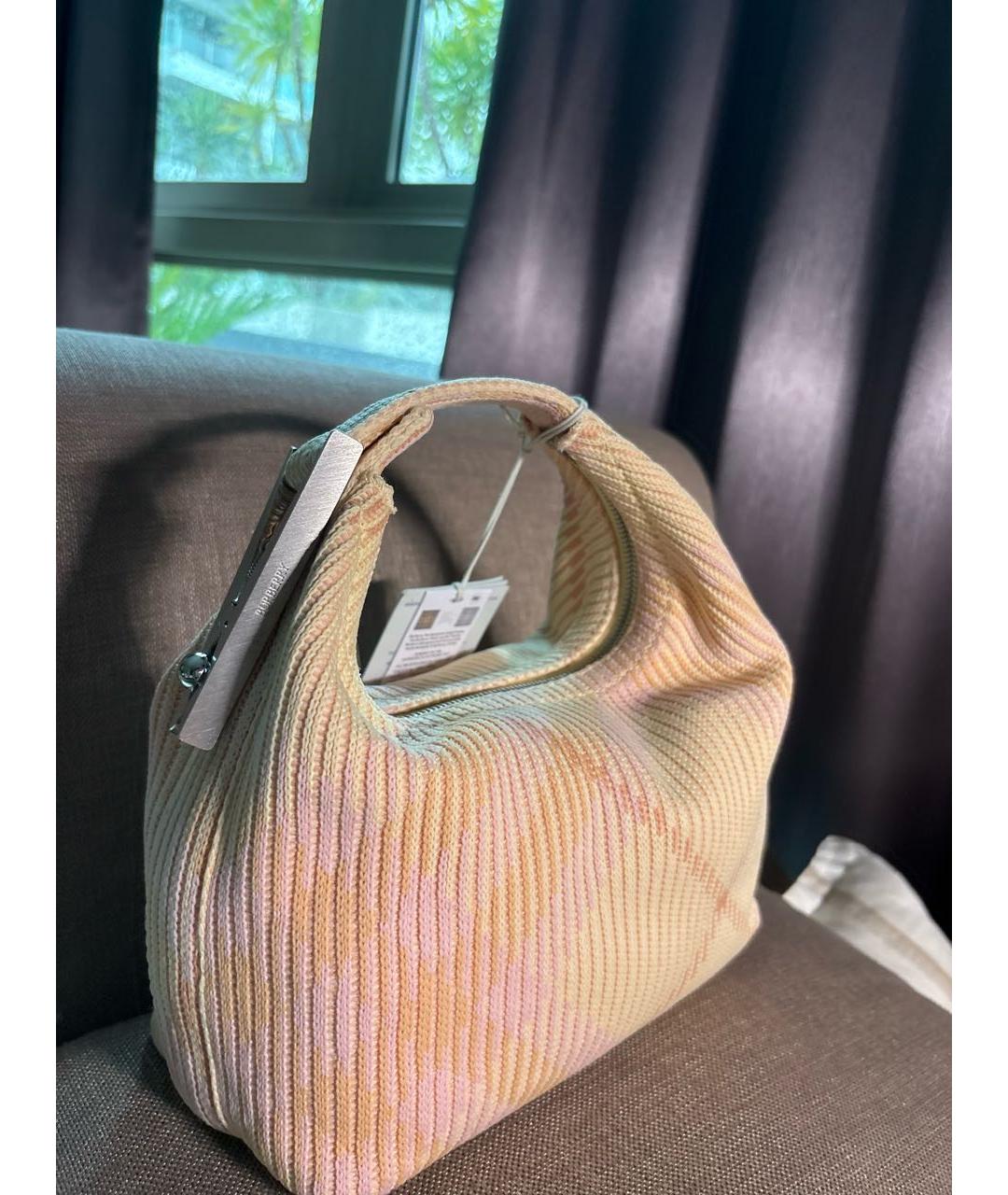 BURBERRY Розовая тканевая сумка с короткими ручками, фото 2