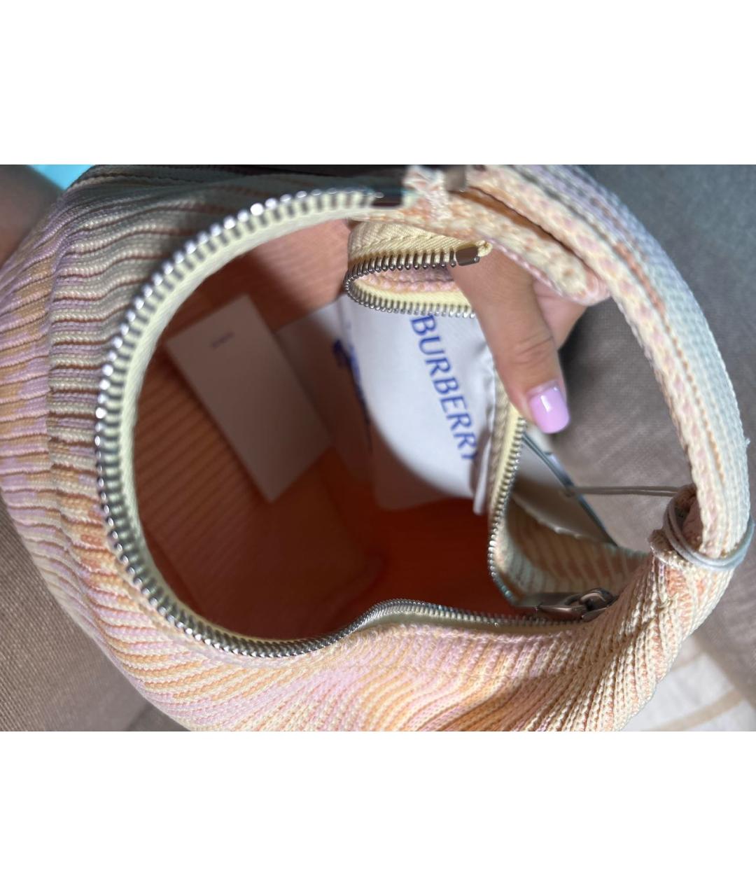BURBERRY Розовая тканевая сумка с короткими ручками, фото 4