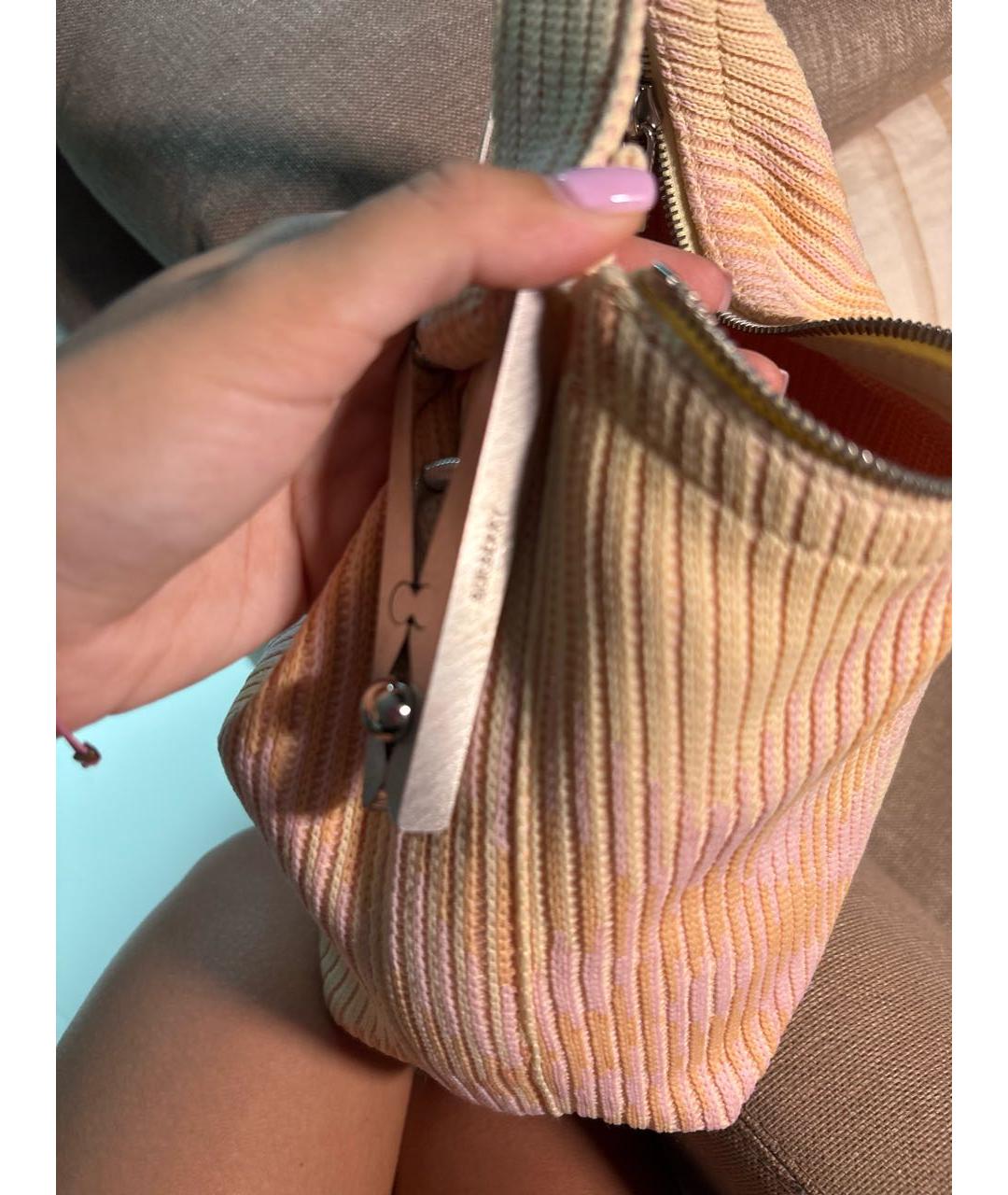 BURBERRY Розовая тканевая сумка с короткими ручками, фото 6