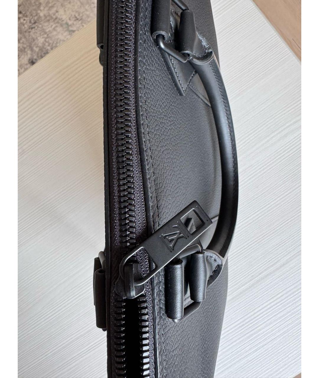 LOUIS VUITTON Черный кожаный портфель, фото 3