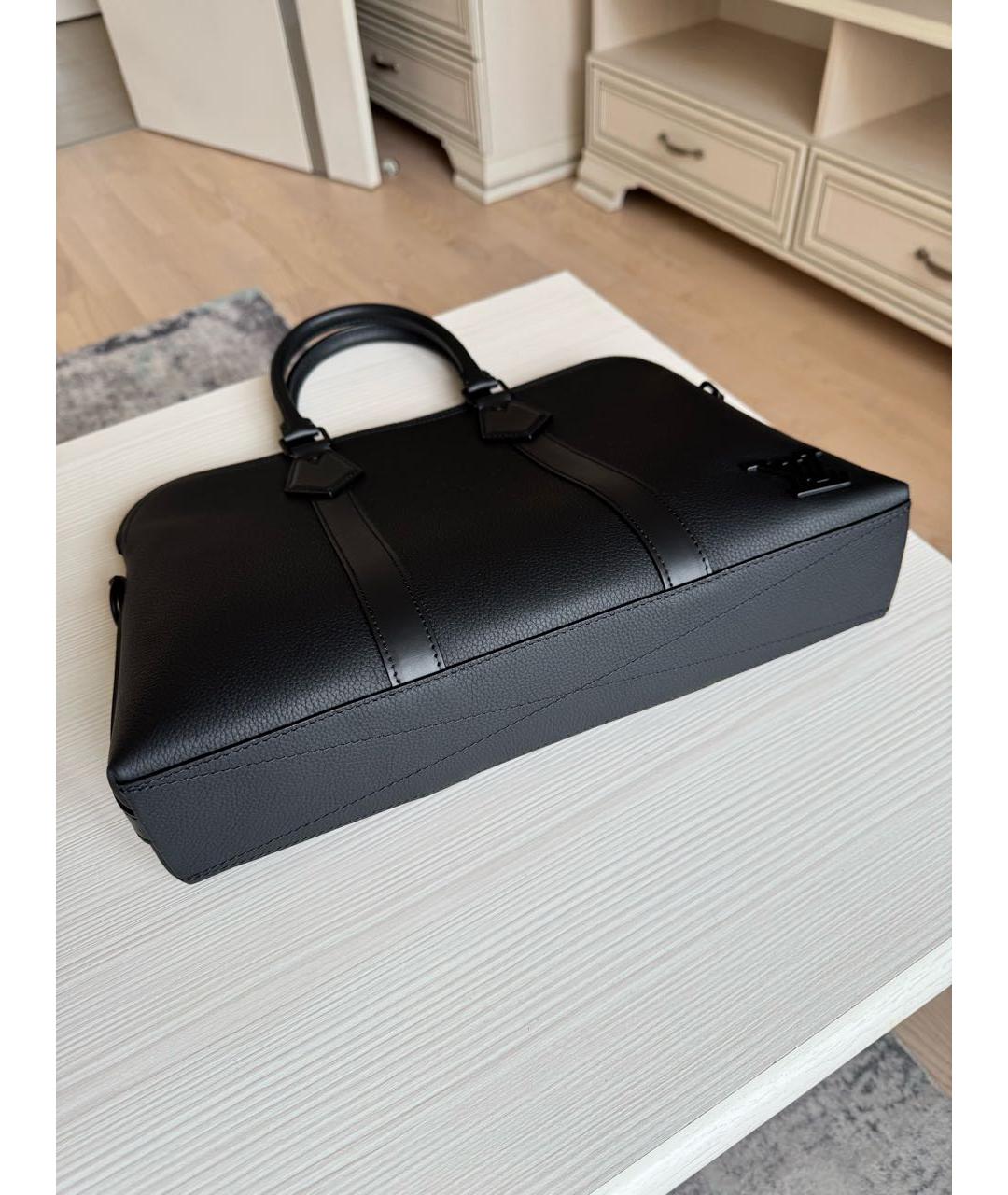 LOUIS VUITTON Черный кожаный портфель, фото 6