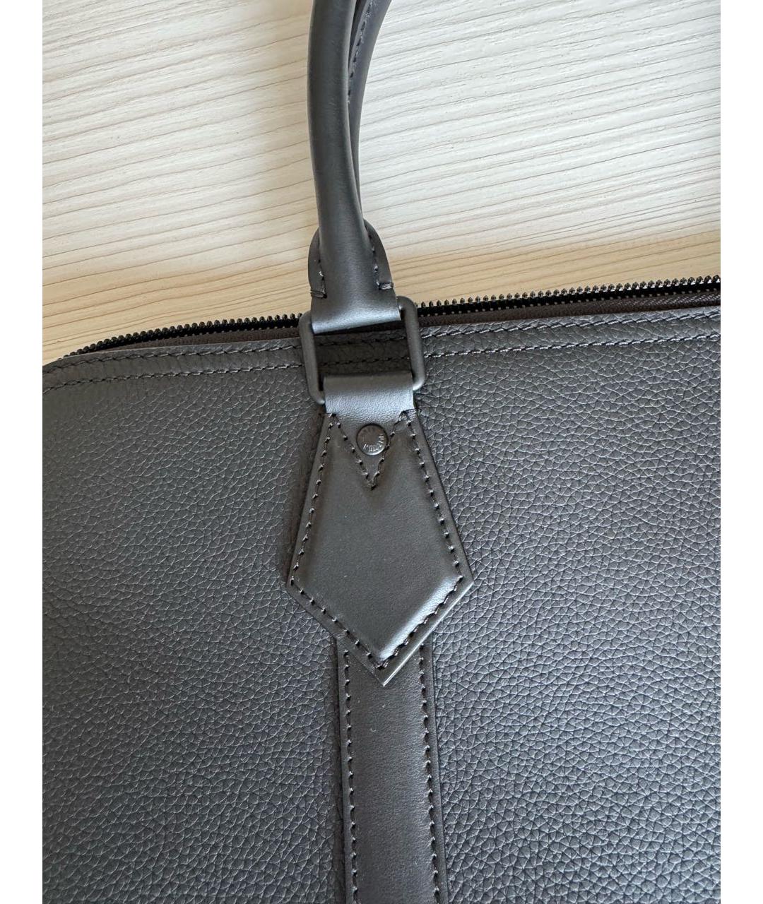 LOUIS VUITTON Черный кожаный портфель, фото 4
