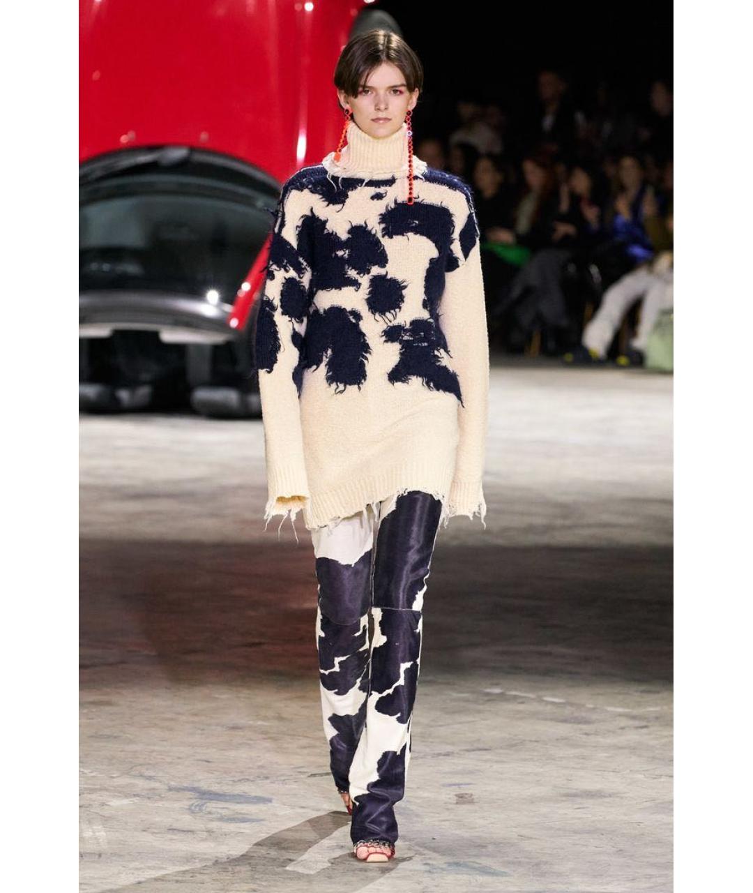 OFF-WHITE Белое шерстяное повседневное платье, фото 3