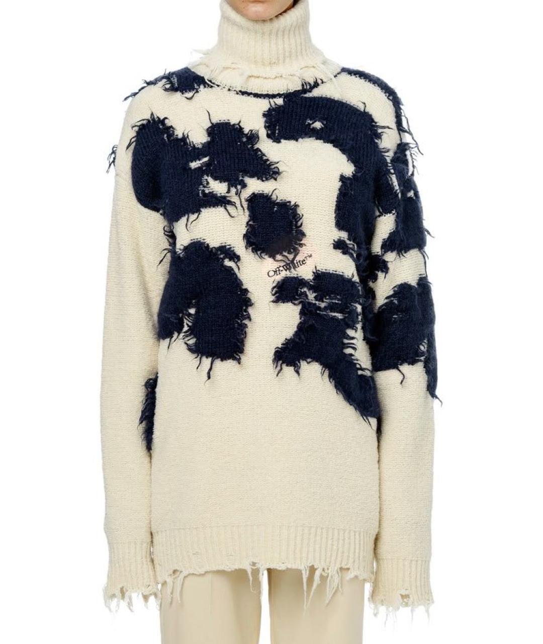 OFF-WHITE Белое шерстяное повседневное платье, фото 8