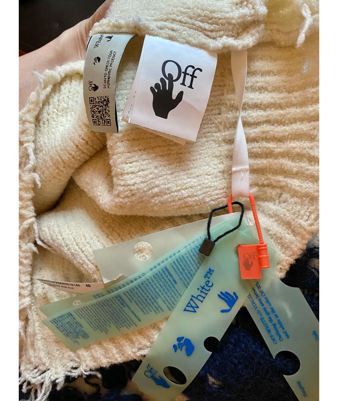 OFF-WHITE Белое шерстяное повседневное платье, фото 5