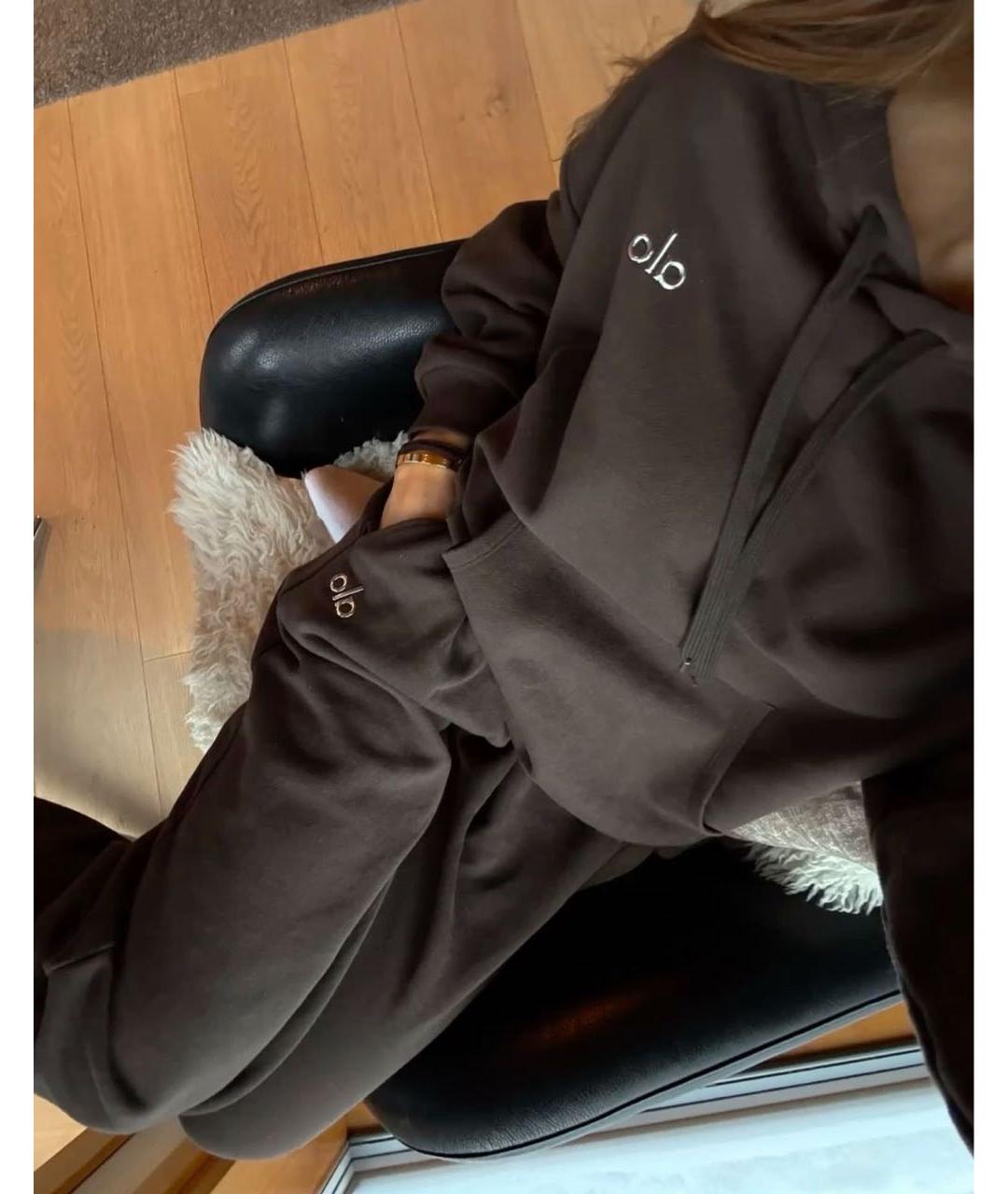 ALO YOGA Коричневый хлопковый костюм с брюками, фото 5