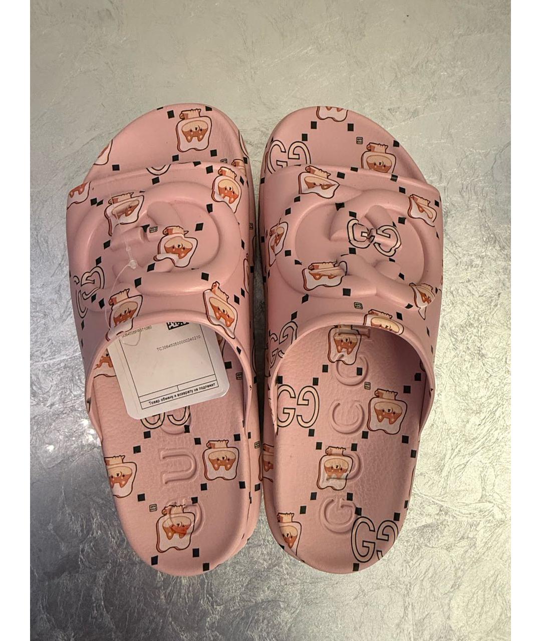 GUCCI Розовые резиновые шлепанцы, фото 3