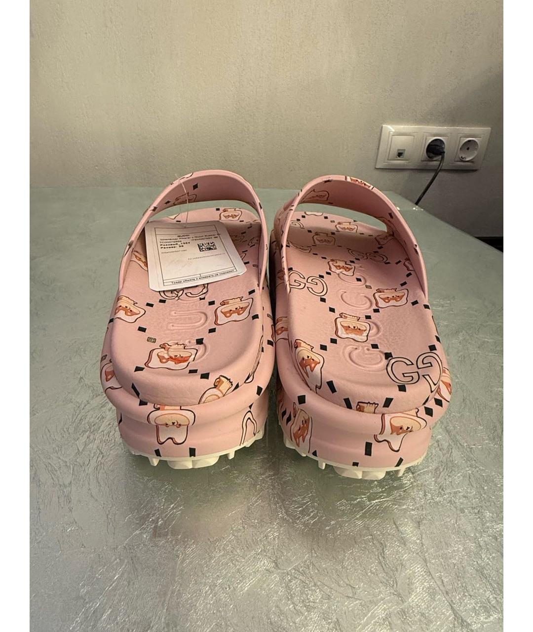 GUCCI Розовые резиновые шлепанцы, фото 4
