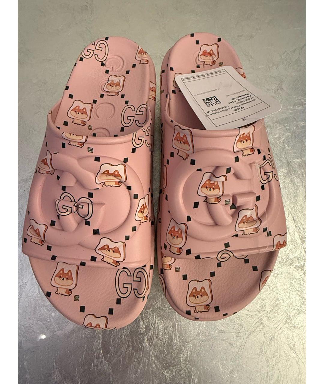 GUCCI Розовые резиновые шлепанцы, фото 2