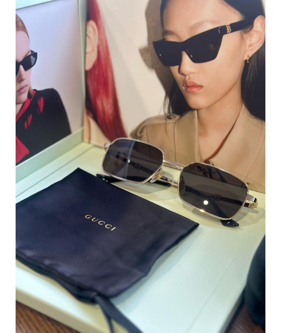 GUCCI Антрацитовые металлические солнцезащитные очки, фото 5