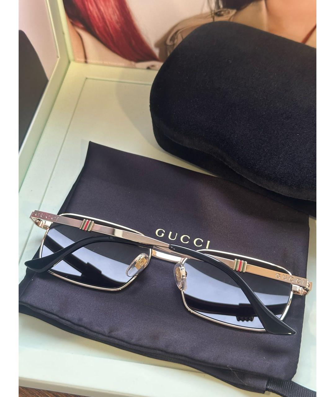 GUCCI Антрацитовые металлические солнцезащитные очки, фото 4