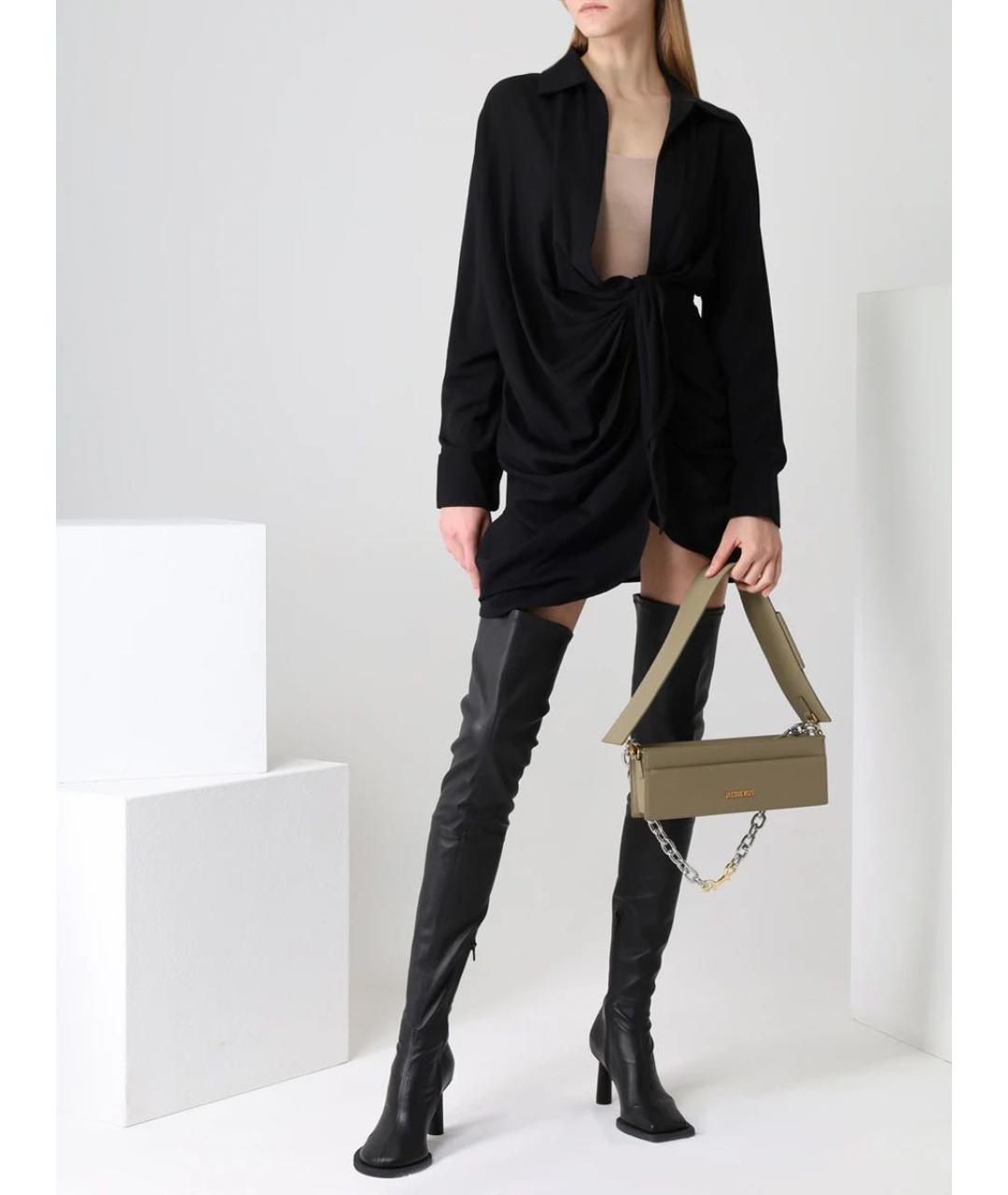 JACQUEMUS Черное вискозное вечернее платье, фото 5