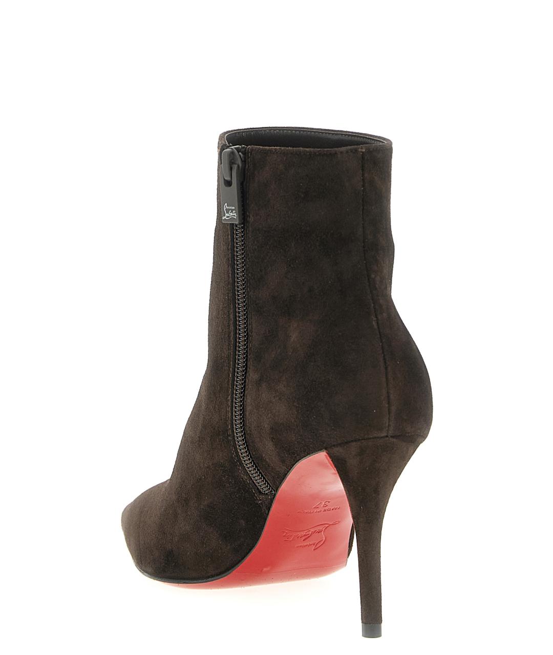 CHRISTIAN LOUBOUTIN Коричневые замшевые ботильоны, фото 3