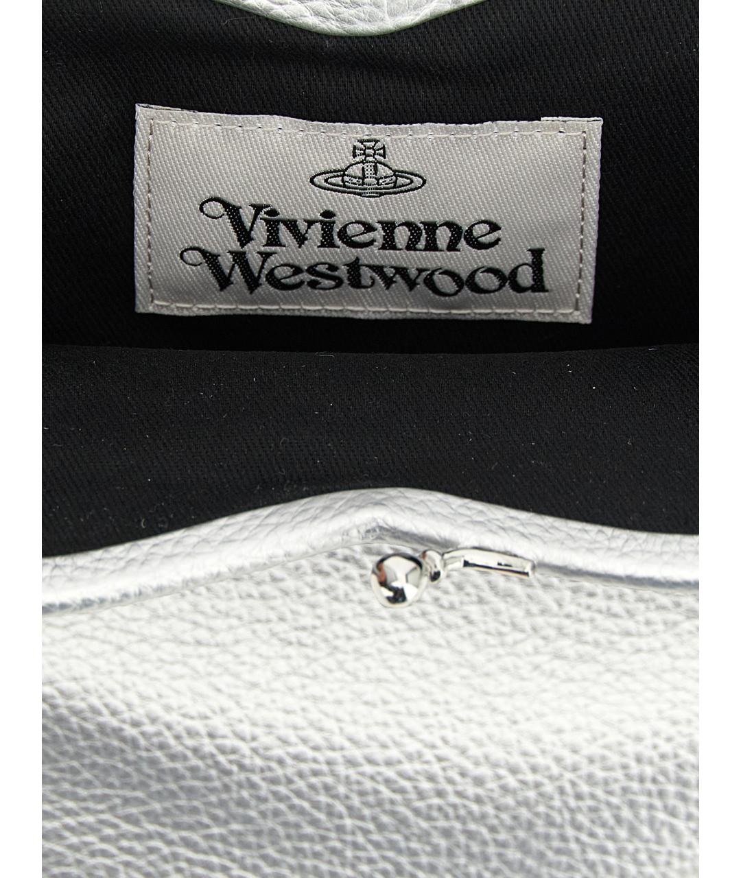 VIVIENNE WESTWOOD Серебряная кожаная сумка с короткими ручками, фото 4