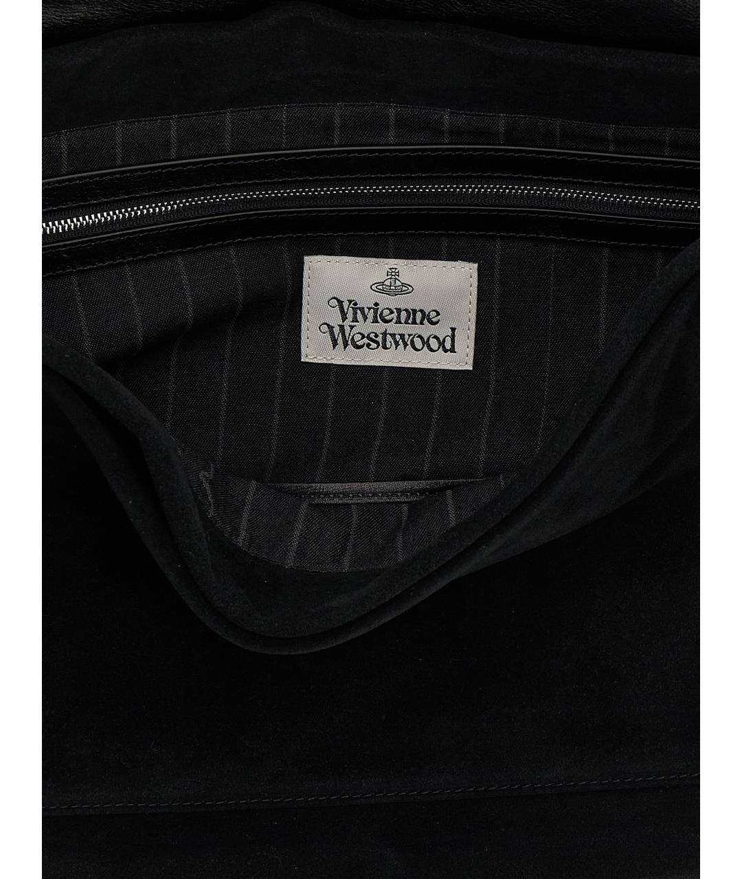 VIVIENNE WESTWOOD Черная кожаная сумка с короткими ручками, фото 4