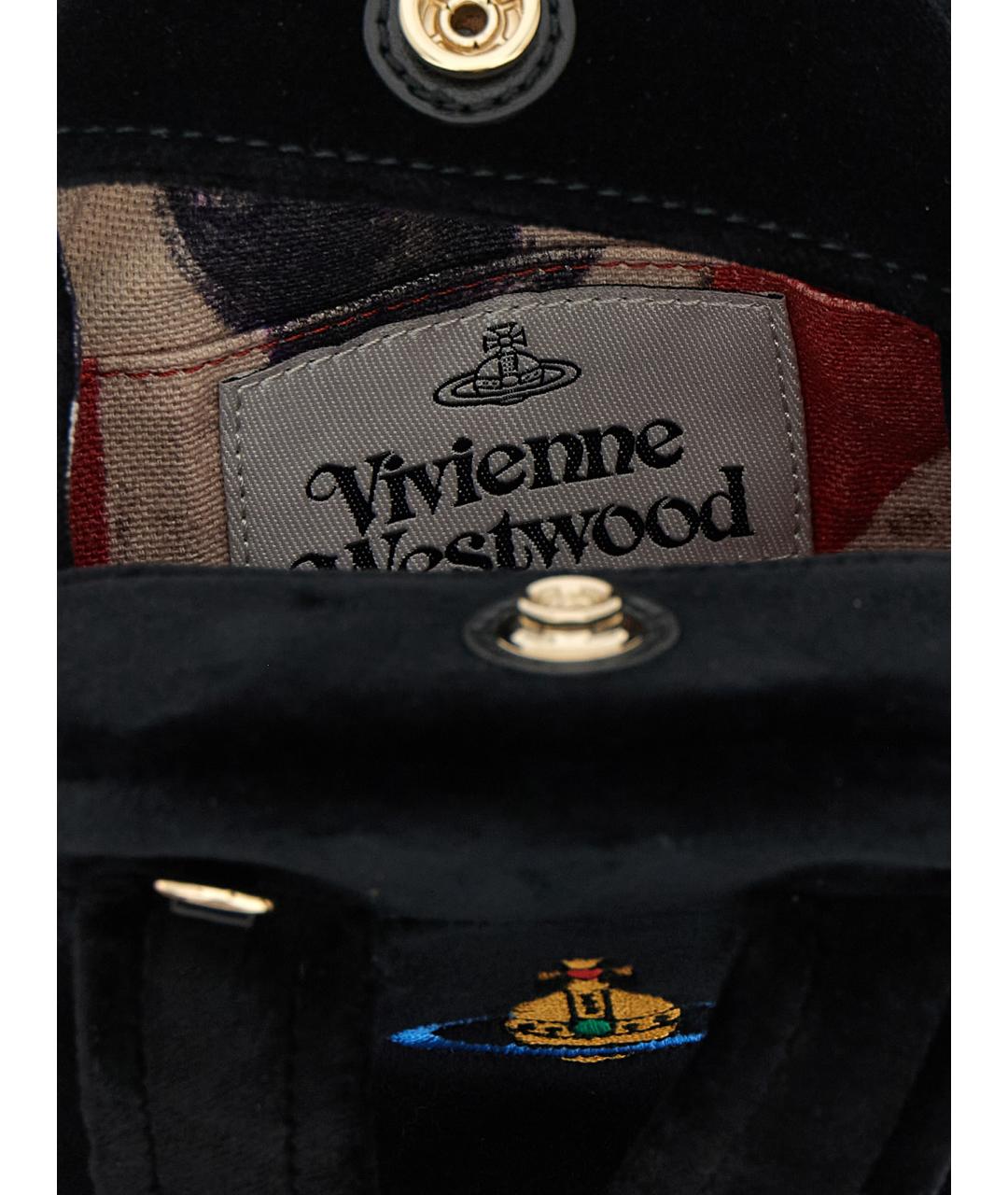 VIVIENNE WESTWOOD Черная тканевая сумка с короткими ручками, фото 4