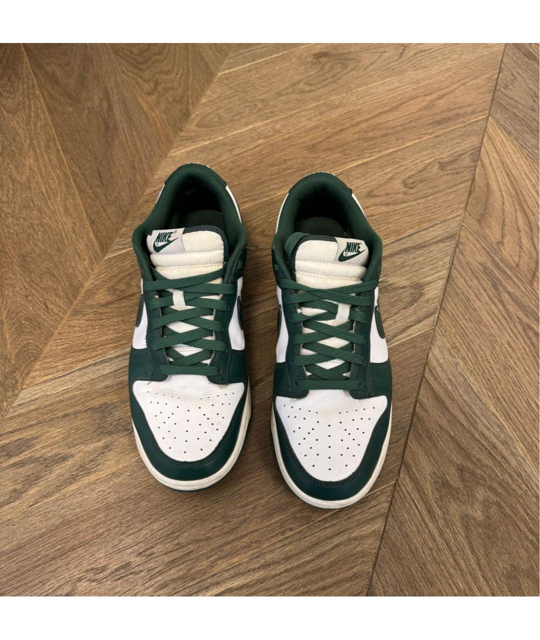 NIKE Зеленые кожаные низкие кроссовки / кеды, фото 2