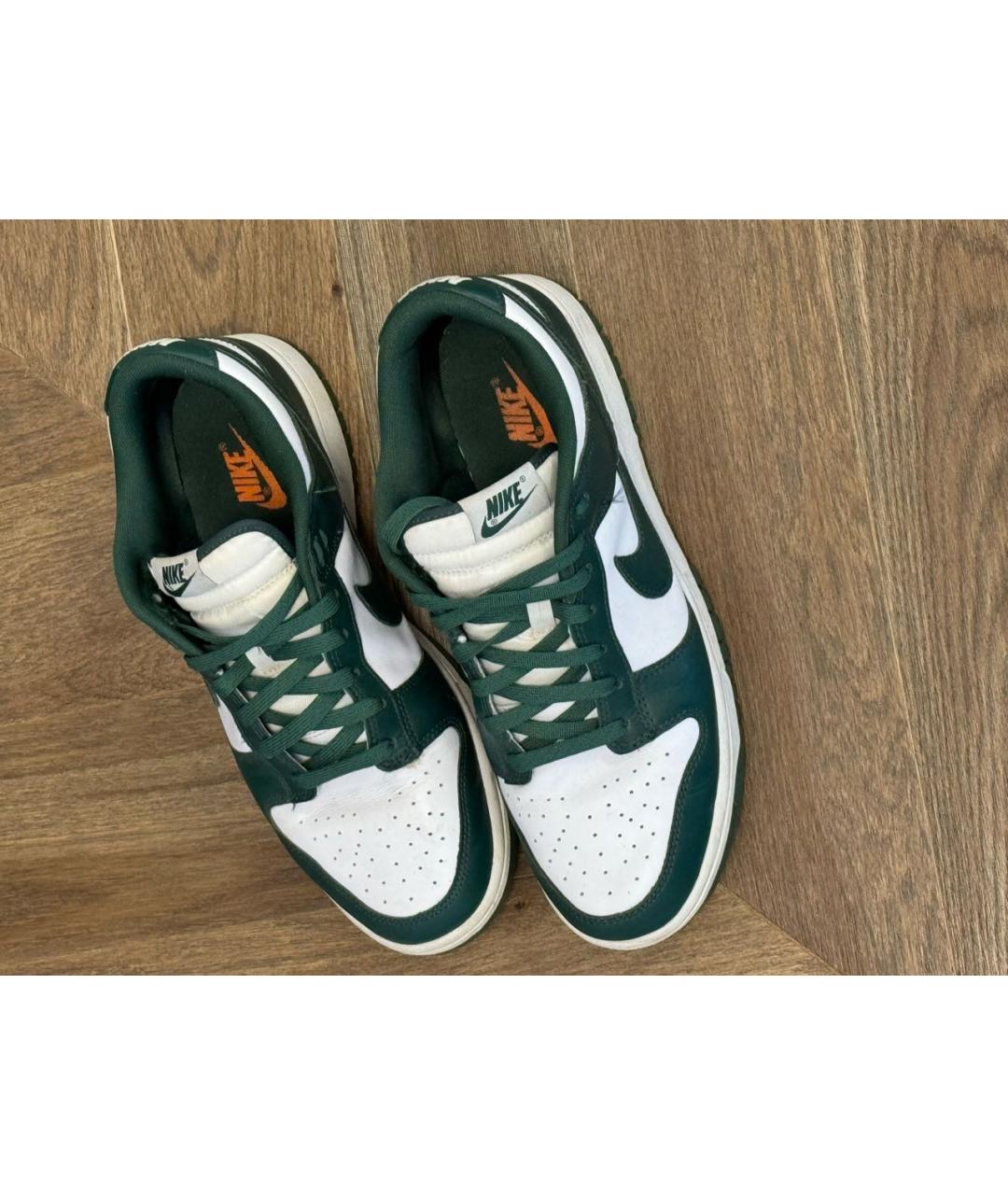 NIKE Зеленые кожаные низкие кроссовки / кеды, фото 3