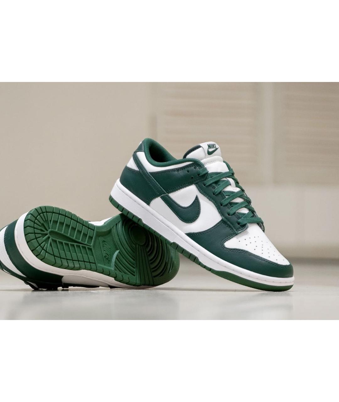 NIKE Зеленые кожаные низкие кроссовки / кеды, фото 5
