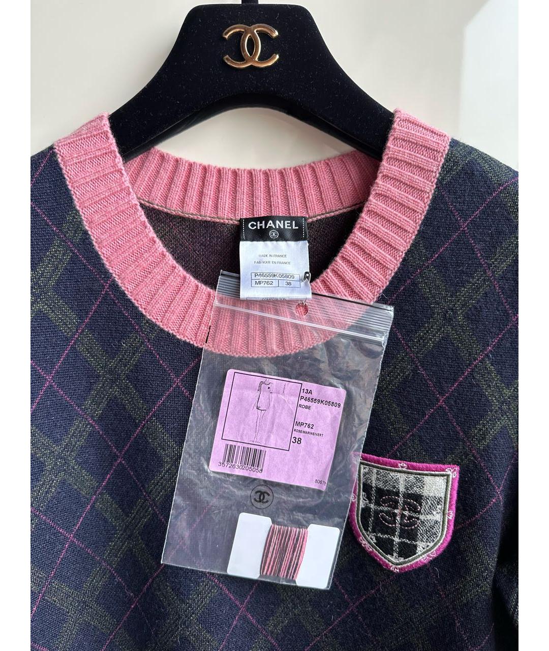 CHANEL Синее кашемировое повседневное платье, фото 3