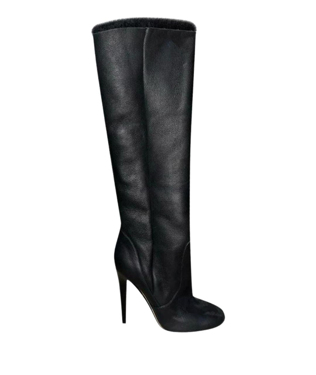 JIMMY CHOO Черные кожаные сапоги, фото 1