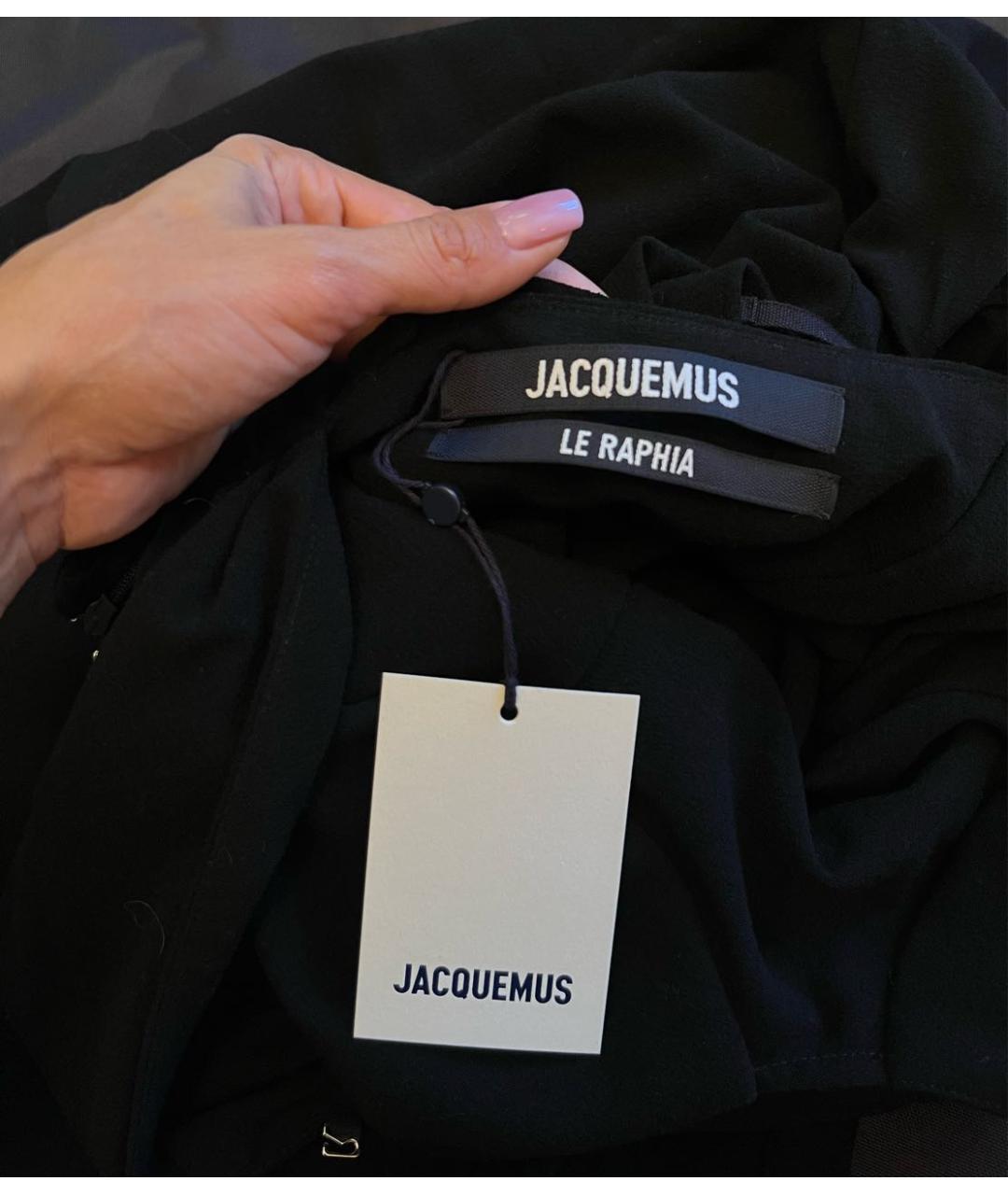 JACQUEMUS Черное шерстяное коктейльное платье, фото 6