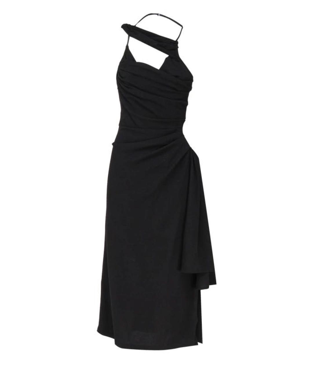 JACQUEMUS Черное шерстяное коктейльное платье, фото 1