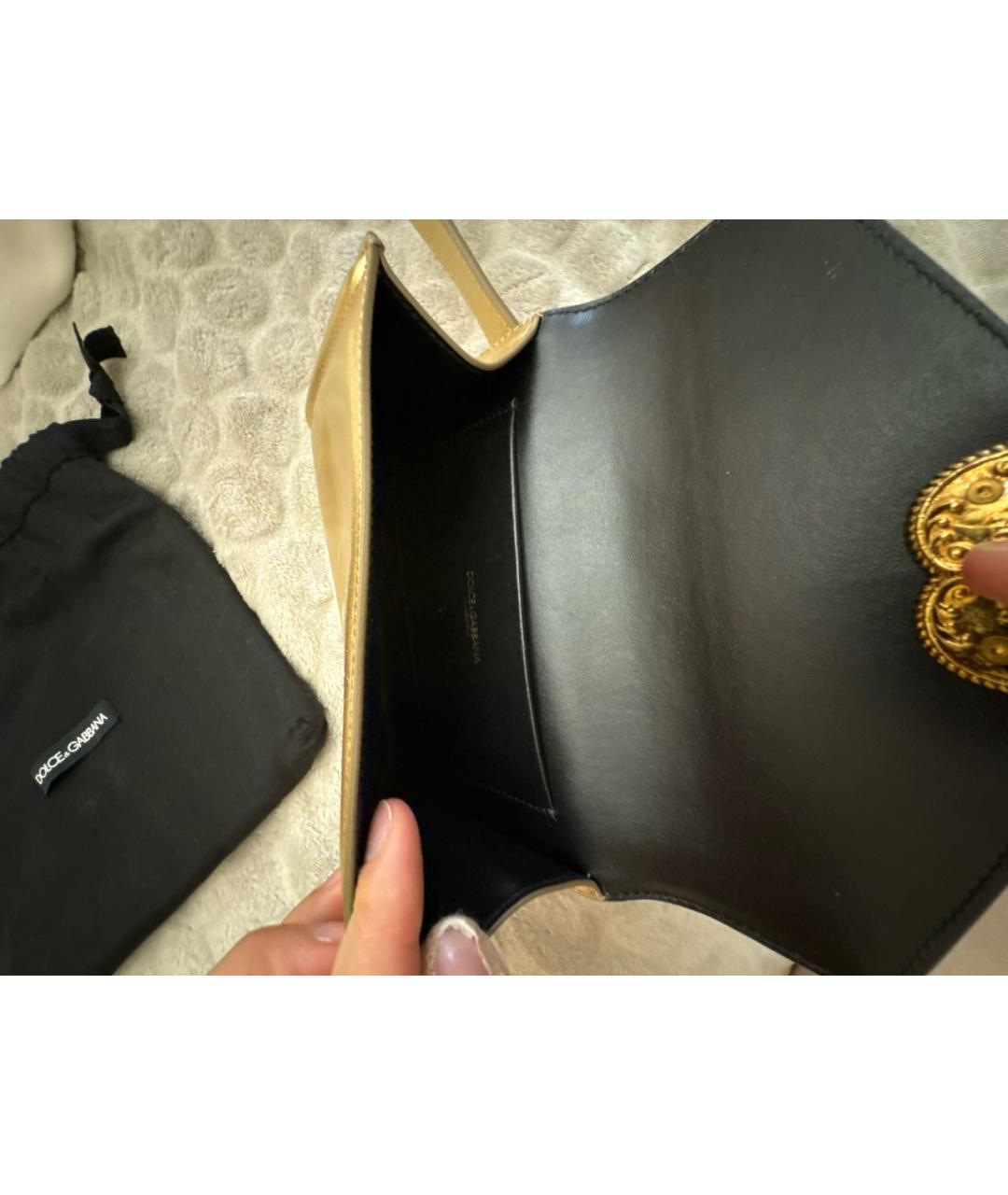 DOLCE&GABBANA Золотая кожаная сумка через плечо, фото 4