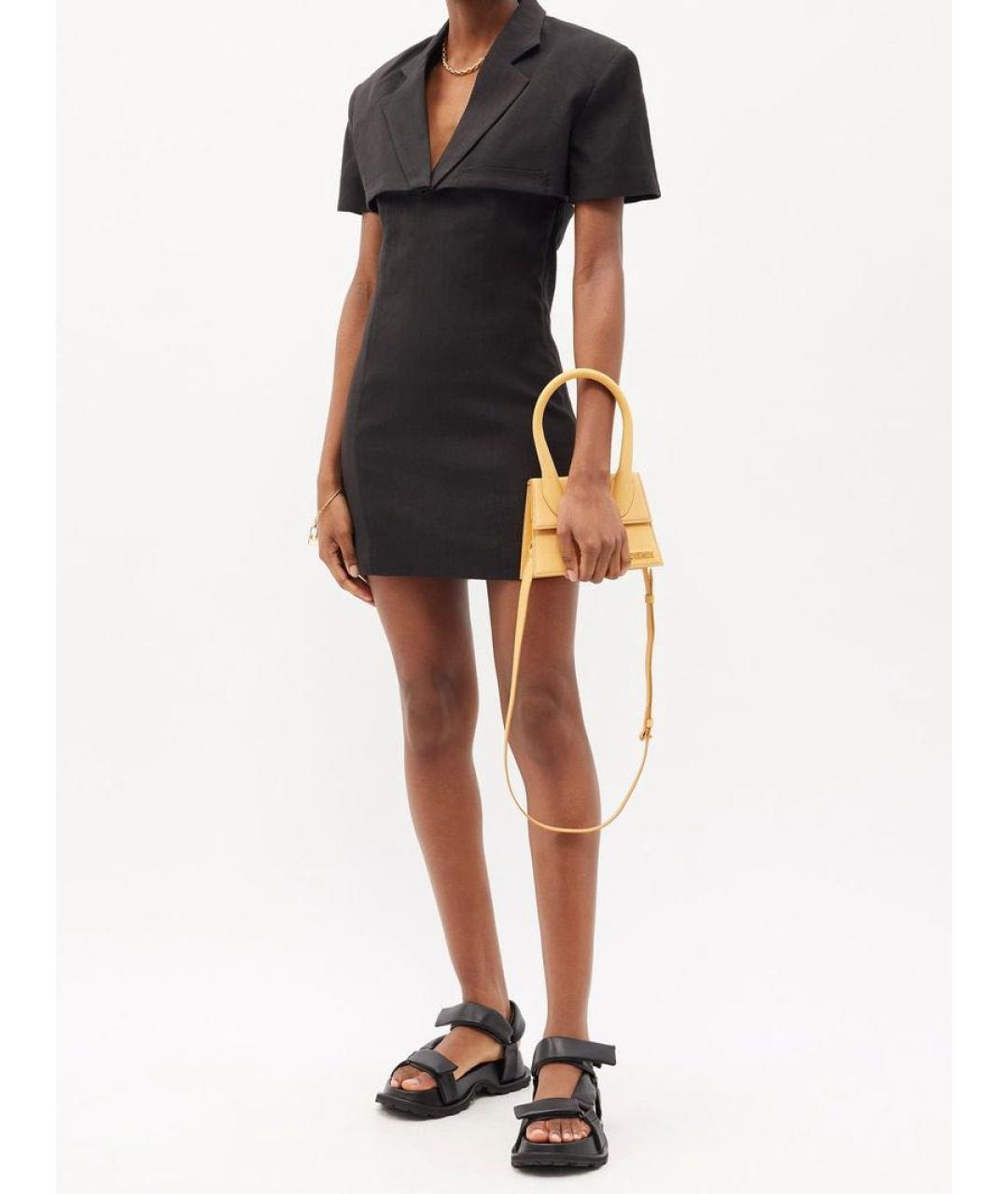 JACQUEMUS Черное шерстяное коктейльное платье, фото 4